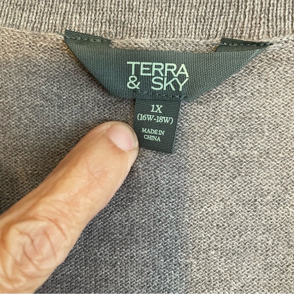 Terra & Sky Womens Plus V-Neck  Sweater NWT 1X (16W-18W) Lightweight Cottagecore - Picture 6 of 7